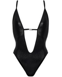 DIESEL - Plunging-Neckline Metallic-Finish Swimsuit - Lyst