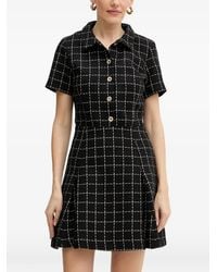 Morgan - Check-Pattern Button-Up Mini Dress - Lyst