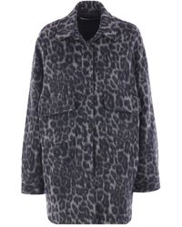 FEDERICA TOSI - Leopard-Print Buttoned Coat - Lyst
