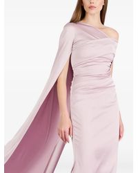 Talbot Runhof - Asymmetrical-Neck Cape-Embellished Gown - Lyst