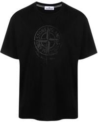 Stone Island - T-Shirt mit Kompass-Print - Lyst