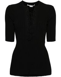 Stella McCartney - Lace-up Ribbed Top - Lyst