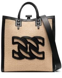 Casadei - Beauriva Raffia And Leather Tote Bag - Lyst