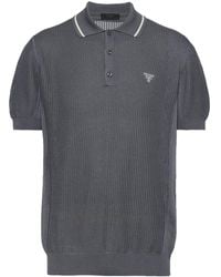 Prada - Short-sleeve Cotton-silk Polo Shirt - Lyst