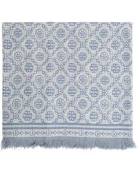 Tory Burch - Bufanda Con Monograma T Y Flecos - Lyst