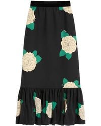 Valentino Garavani - Apres L'Hiver-Print Midi Skirt - Lyst