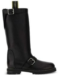 Fendi - Commando Buckle-Detail Leather Biker Boots - Lyst
