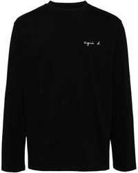 agnès b. - Embroidered-Logo Cotton T-Shirt - Lyst