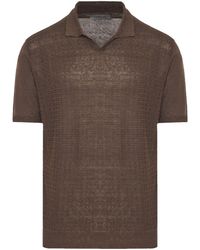 Corneliani - Textured-finish Linen Polo Shirt - Lyst