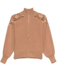 Twinset - Lace-Insert Zip-Up Jacket - Lyst