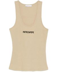 Patrizia Pepe - Logo-Embroidered Ribbed Tank Top - Lyst