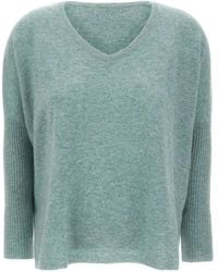 Not Shy - Faustine Ribbed-Sleeve V-Neck Sweater - Lyst