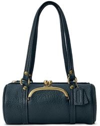 COACH - Kisslock Leather Barrel Bag - Lyst