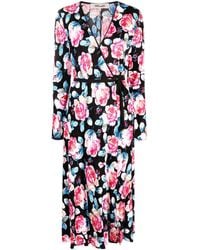 Diane von Furstenberg - Anika Rose-print Midi Wrap Dress - Lyst