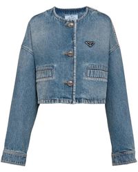 Prada - Blouson Girocollo In Denim - Lyst