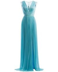 IMROSKA - Cupro Pleated Side-Slit Draped Maxi Dress - Lyst
