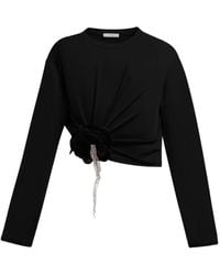 Area - Crystal-Flower Draped Top - Lyst