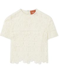 La DoubleJ - Aria Lace-Embroidered Cropped Top - Lyst