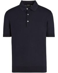 Zegna - Ribbed-Trim Cotton Polo Shirt - Lyst