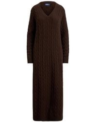 Polo Ralph Lauren - Cable-Knit V-Neck Sweater Maxi Dress - Lyst