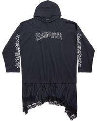 Balenciaga - Lace-trimmed Hooded Cotton Dress - Lyst