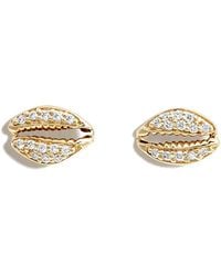Sydney Evan - 14kt Yellow Gold Cowrie Shell Diamond Stud Earrings - Lyst