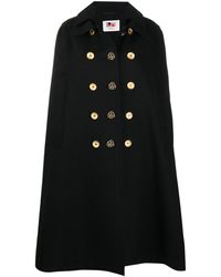 Ports 1961 Button-detail Longline Cape - Black
