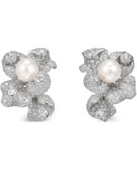 Anabela Chan - Rhodium Vermeil Blossom Pearl And Diamond Earrings - Lyst