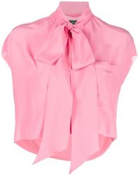 Jejia - Gathered-tie Cropped Silk Blouse - Lyst