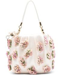 Self-Portrait - Floral-Appliqué Satin Tote Bag - Lyst