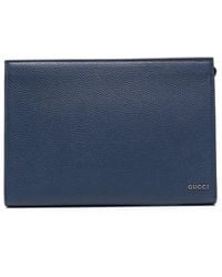 Gucci - Logo-lettering Leather Clutch Bag - Lyst