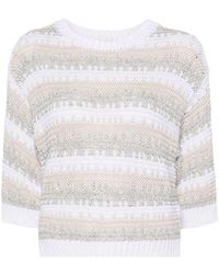 Peserico - Sequin-embellished Striped Knitted Jumper - Lyst
