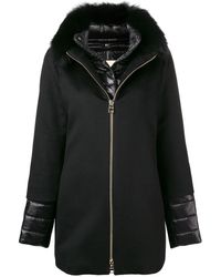 Herno Manteau à col en fourrure de renard - Noir