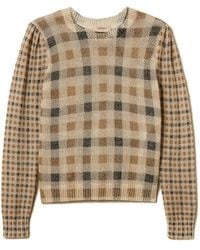 Twinset - Puff-Sleeve Check-Print Sweater - Lyst