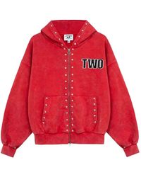 Twojeys - Studded Zip-Up Hoodie - Lyst