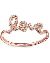 Sydney Evan - 14K Rose Love Script Diamond Ring - Lyst