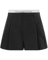 Alexander Wang - Geplooide Shorts Met Elastisch Logo - Lyst