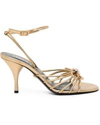 Versace - Opera Sandalen Mit Absatz Im Metallic-Look - Lyst