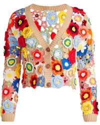 Alice + Olivia - Bradley Cropped Floral Crochet Cardigan - Lyst