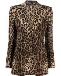 Dolce & Gabbana - Leopard-Print Single-Breasted Blazer - Lyst