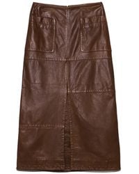 Bimba Y Lola - Washed Leather Midi Skirt - Lyst