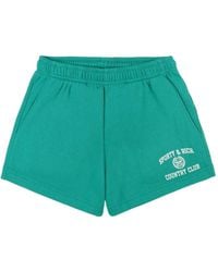Sporty & Rich - Varsity Logo-Print Elasticed-Waistband Shorts - Lyst