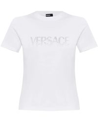 Versace - T-shirt mit schimmernden pailletten - Lyst