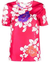 P.A.R.O.S.H. - Floral-print Silk T-shirt - Lyst