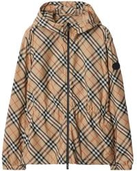 Burberry - Technical Check Hooded Jacket - Lyst