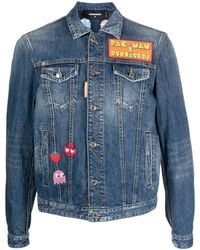 DSquared² - Logo-Patch Long-Sleeve Denim Jacket - Lyst