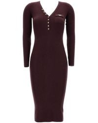 Elisabetta Franchi - Geripptes Kleid mit V-Ausschnitt - Lyst