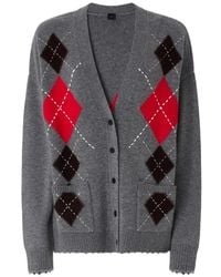 Pinko - Argyle-Pattern Distressed Cardigan - Lyst