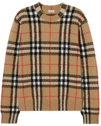 Burberry - Check Cashmere Sweater - Lyst