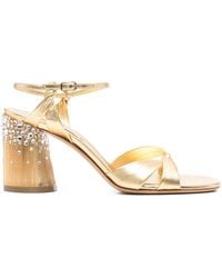 Casadei - Round-Toe Embellished Sandals - Lyst